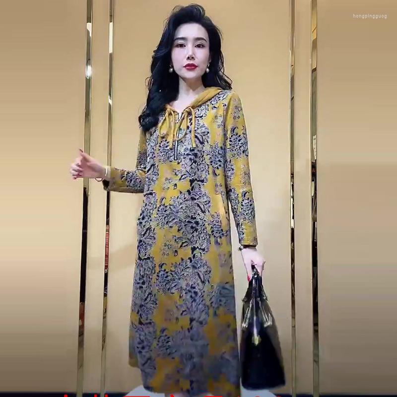 

Casual Dresses For Women 2023 Spring Summer Dress Ginger Fashion Straight Hooded Long Loose Slim Clothing, Orange 8365