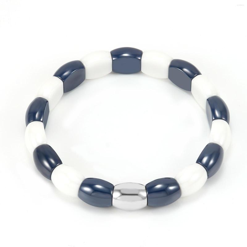 

Strand Ceramic Couple Bracelets For Women Men Health Care Energy Magnetic Handmade Tila Beads Square Enamel Bangle Wristband Jewelry