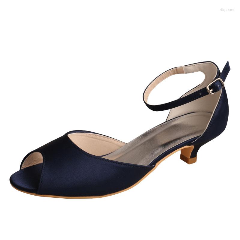 

Dress Shoes Discount Low Heel Navy Blue Sandal Women Wedding Open Toe Ankle Strap Formal