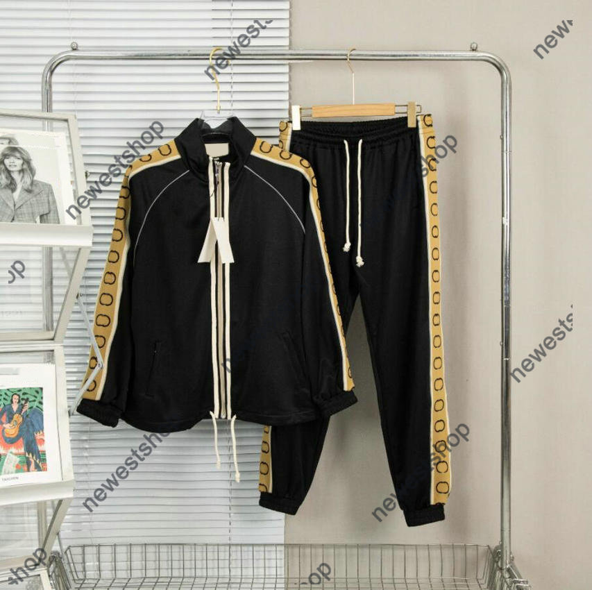 

2023 Europe designer mens tracksuits luxury womens sport suit zipper Double letter reflective webbing print tracksuit men sportsuit Streetwear sport suits, Black suits