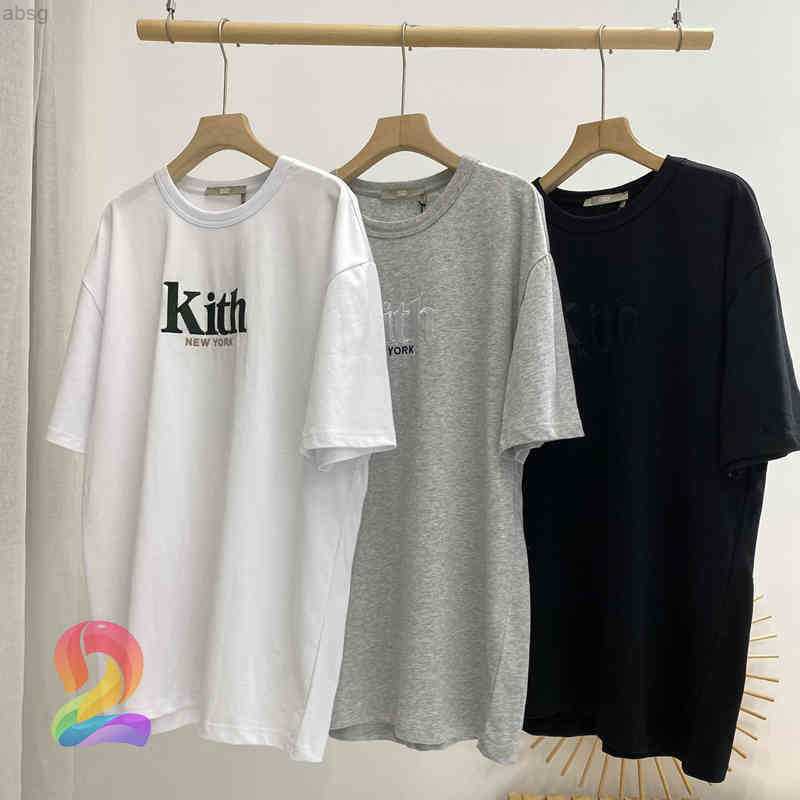 

Oversize Kith Tshirts Men' Women' High Quality Embroidered York Letters Short Sleeve Trend Casual Loose Couple Tshirt, Dae-white