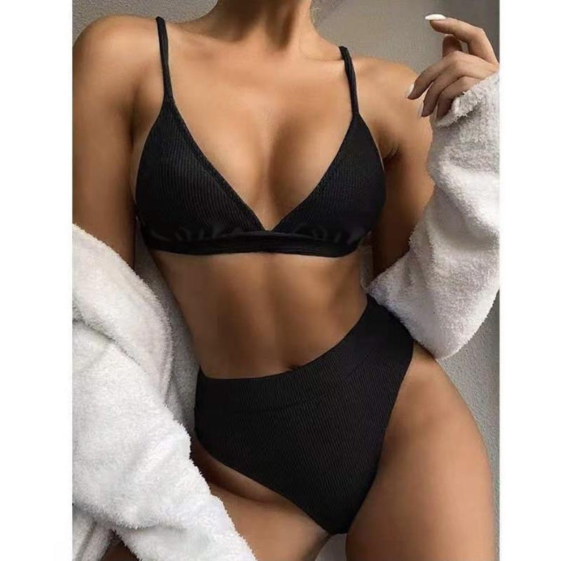 

Women' Swimwear Push Up Bikini Set Swimsuits High Waist Women Ribbed Biquini Bathing Suits Brazilian Bikinis Beach Wear Swim
