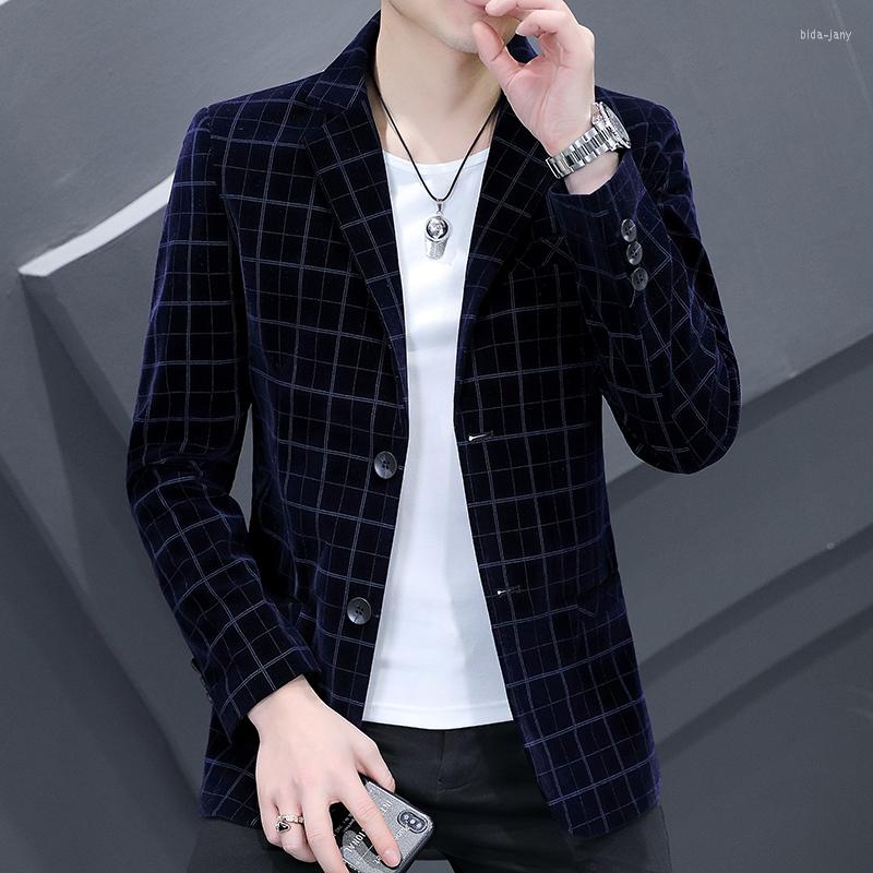 

Men's Suits 2023 Spring Luxury Velvet Suit Jacket Men High-quality Plaid Business Casual Blazer Masculino Slim Fit Wedding Social Dress Coat, Black