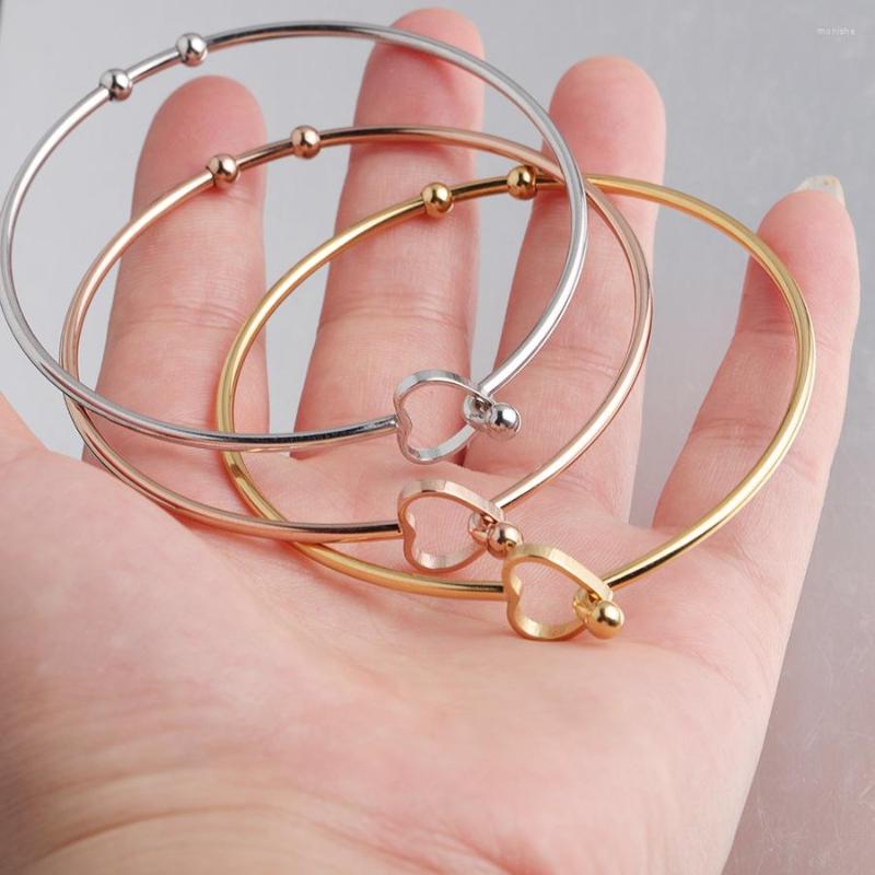 

Bangle 2mm Thickness Wire Stainless Steel Open Love Heart Bracelets 60mm 10piece/lot