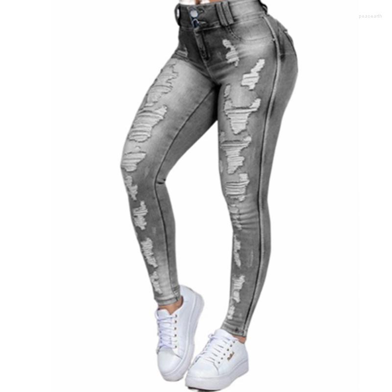 

Women's Jeans Vintage High Waist Ripped Pant For Women Hole Pencil Pants Blue Black Grey Streetwear Plus Size 5XL 6XL Ladies, Deep blue