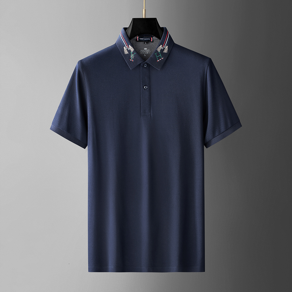 

Men's Polos Luxury brand embroidered mercerized cotton short sleeved t-shirt men's high-end Paul POLO shirt men's summer fashion casual top 230316, Navy blue