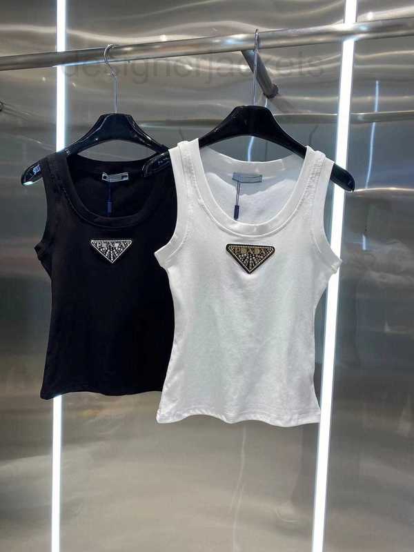 

Women' Tanks & Camis designer Tank Top Spring 2023 New Round Neck Slim Triangle Diamond T-shirt ROP3, White5