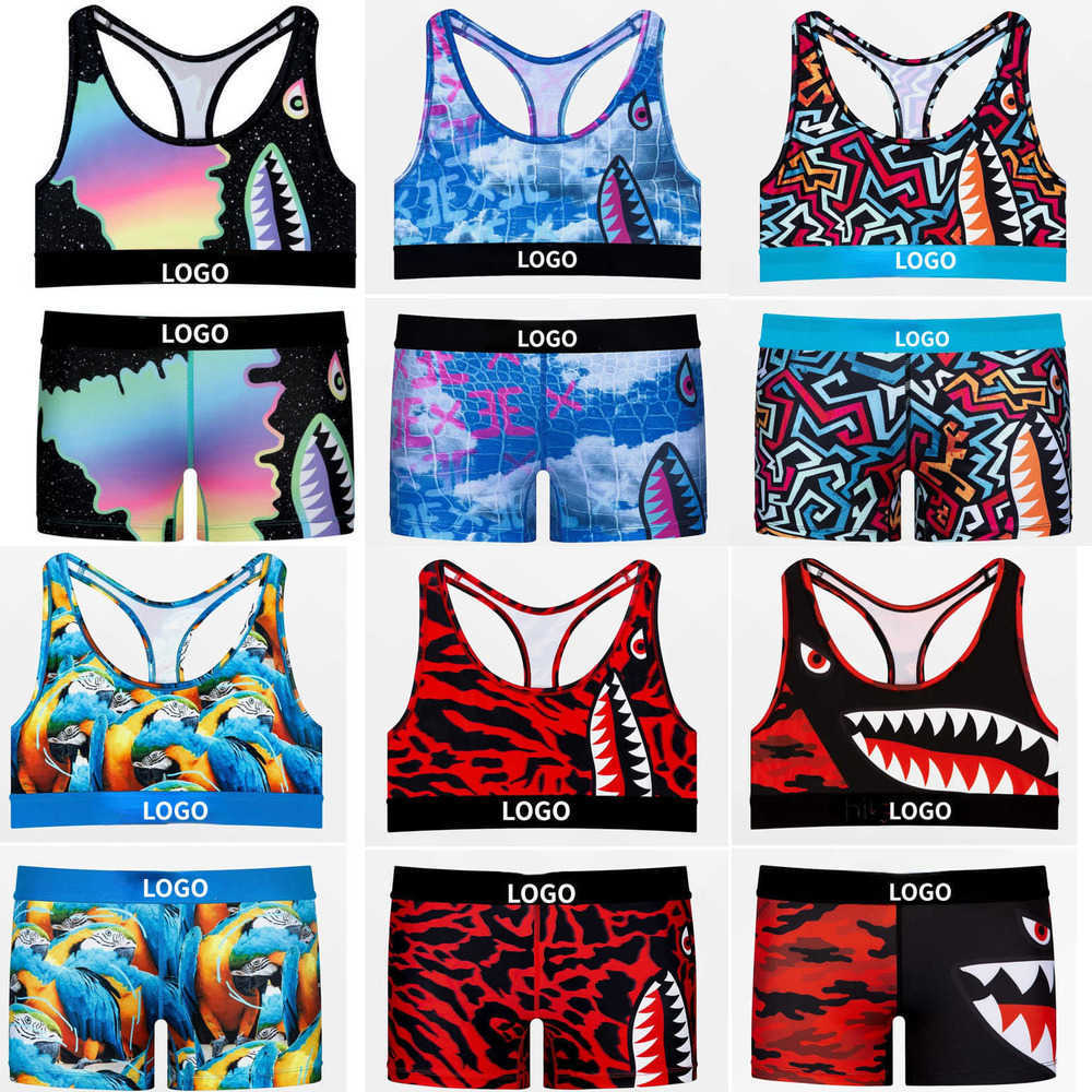 

Retail Women Yoga Fitness Outfits Tracksuits 2 Piece Swimsuits 2023 Fashion Sexy Printed Vest Crop Top And Shorts Set, #5