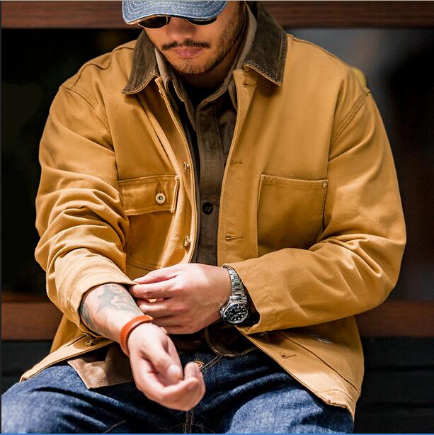 

Men's Jackets American Retro Heavy Michigan Canvas Jackets COAT, Yellow