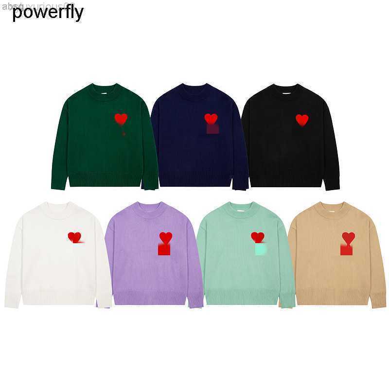 

Men's Sweaters Designer Amis Embroidery Patch Love Crew Neck Sweater a Letter Couple Hoodie, Black