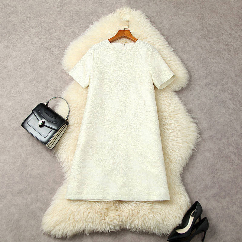 

2023 Summer Apricot Solid Color Dress Short Sleeve Round Neck Knee-Length Casual Dresses L3M122273, Multi