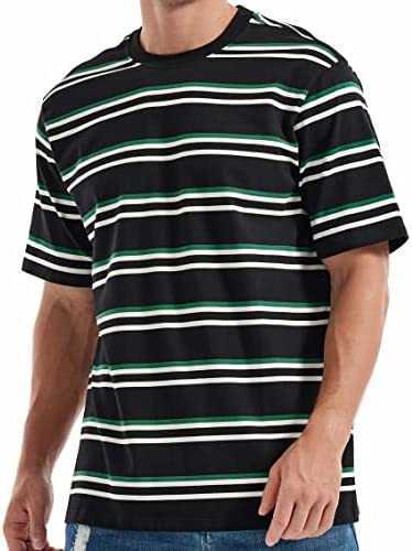 

Men's tee shirts sleeve tee fashion loose fit classics crew neck stripe t-shirtPO1G, 19 wine red