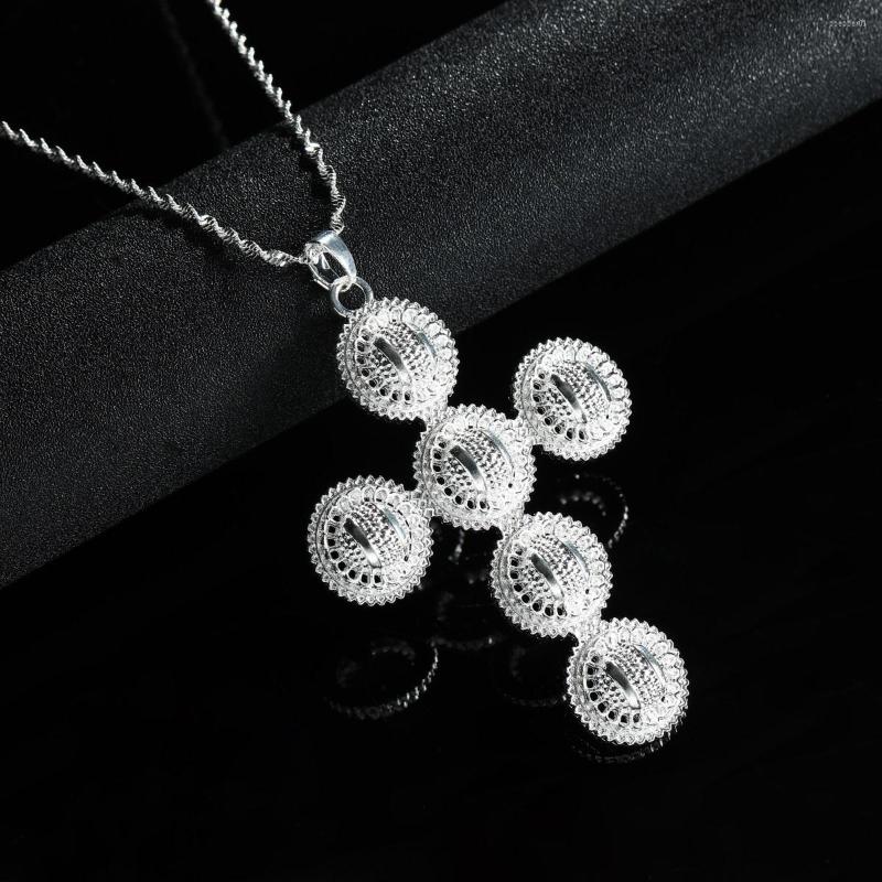 

Pendant Necklaces Habesha For Women Cross Silver Color Ethiopian Africa Jewelry