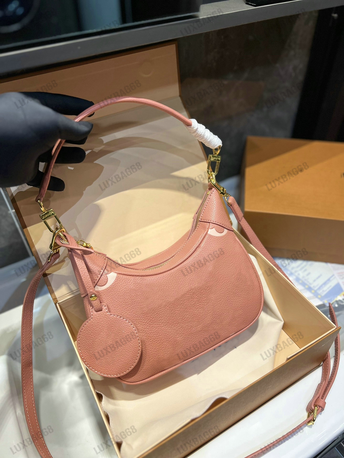 

BAGATELLE BB Shoulder Bags Bicolor Printed and embossed grained Monograms Pattern Mini Leather Hobo Bag Luxurys Crossbody Designer 2023 Bagatelle Handbag, #2