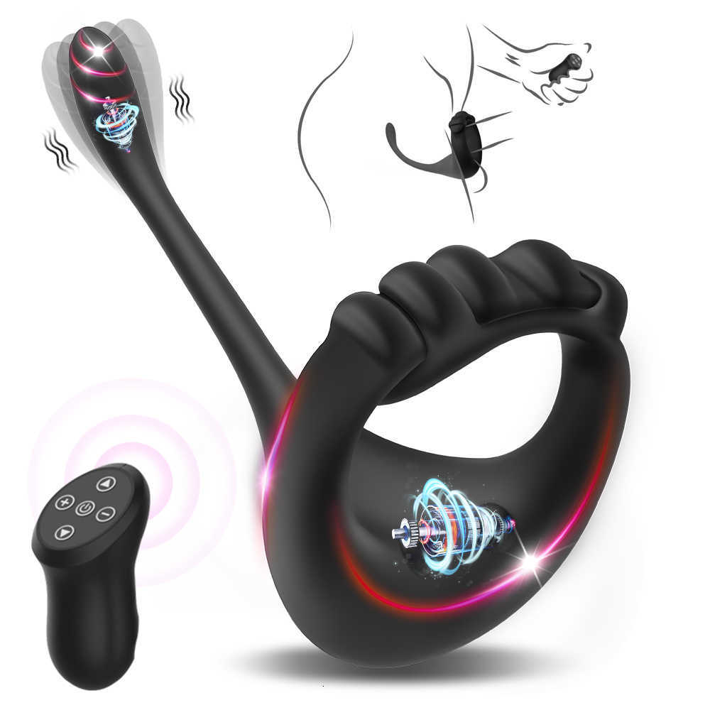 Sex toy massager 3 In 1 Vibrator Penis Cock Ring Anal Butt Plug Male Prostate Massage Wireless Remote Cockring Vibrat Peni Sleeve Toy for Men-image-850550577