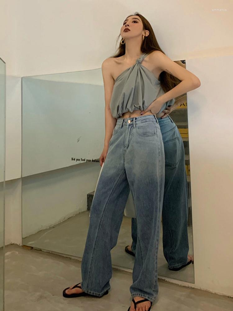 

Women' Jeans High Waisted Woman Trashy Y2k Clothes Street Blue 2023 Standard For Female Korean Fashion Pants