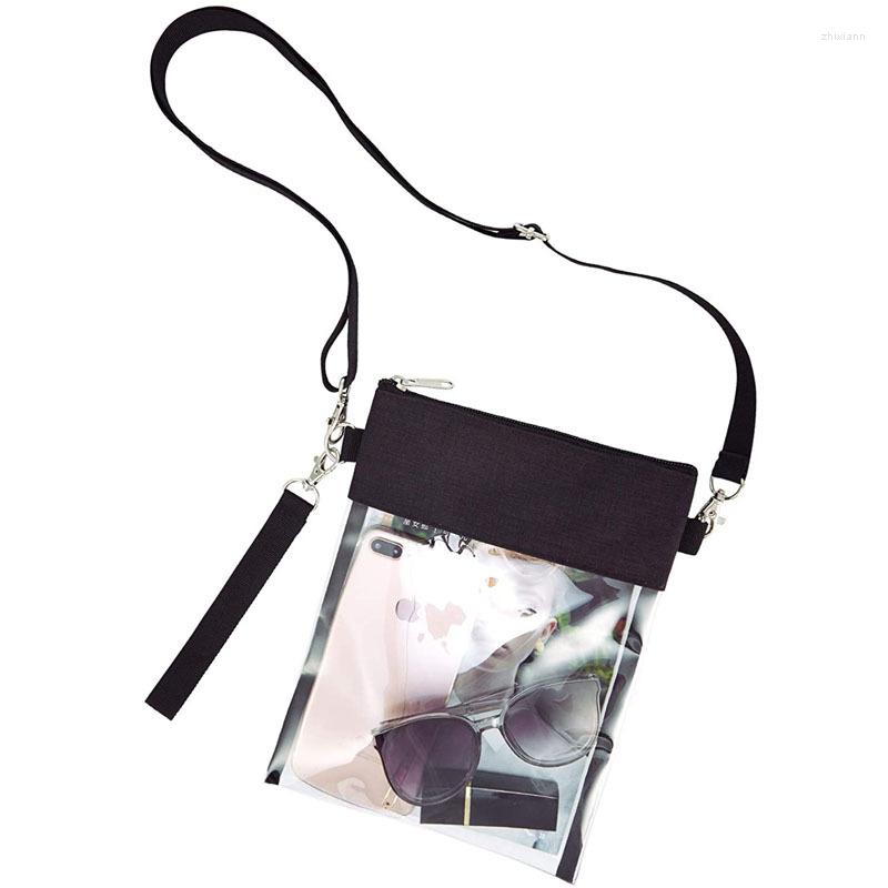

Evening Bags Women Clear Cross-Body Purse Stadium Approved PVC Transparent Shoulder Bag Girls Vinyl Tote For Concerts Festivals Sports, Black