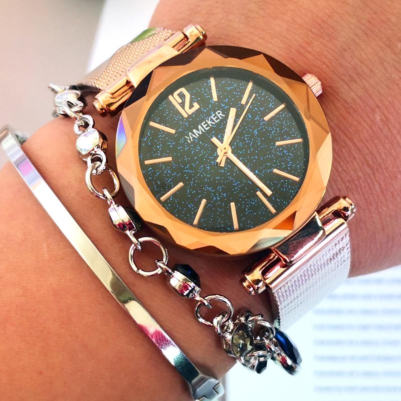 

Wristwatches 2023 Women Watches Rose Gold Mesh Strap Quartz Ladies Top Fashion Clock Female Wrist Watch Relogio Feminino, Picture shown