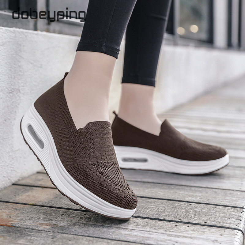 

Spring Autumn Womens Swing Shoes Mesh Woman Loafers Flat Platforms Female Shoe Wedges Ladies Shoes Height Increasing Sneakers, White