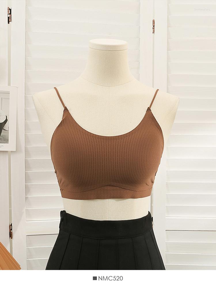 

Women's Tanks Women Summer Han Fan Beautiful Back No Steel Ring Anti Slip Chest Wrap Suspender Small Large Bra With Cushion D2652, Brown