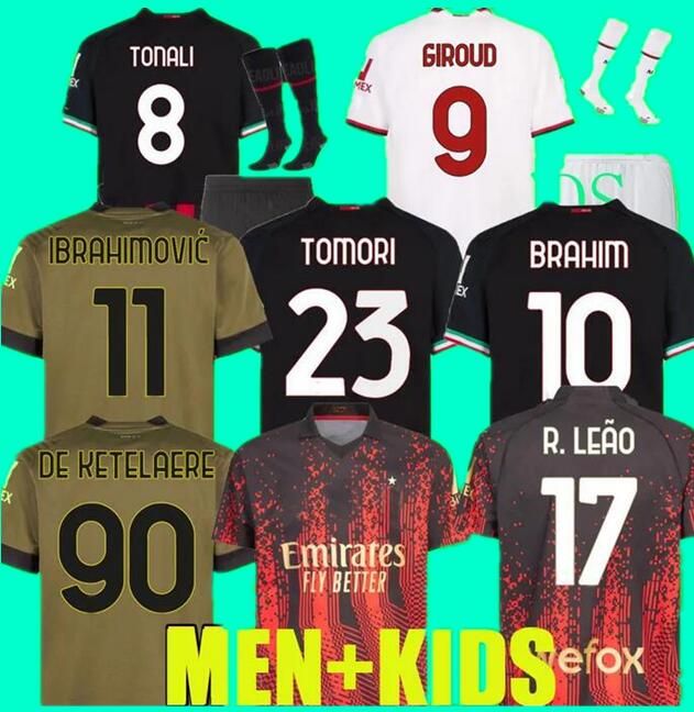 

23/24 IBRAHIMOVIC KOCHE Fourth Soccer Jerseys AC MILANS Legends 2023 24 GIROUD TONALI THEO R.LEAO ROMAGNOLI S.CASTILLEJO KESSIE SAELEMAEKERS Men Kids Kits sock ZZ, 22/23