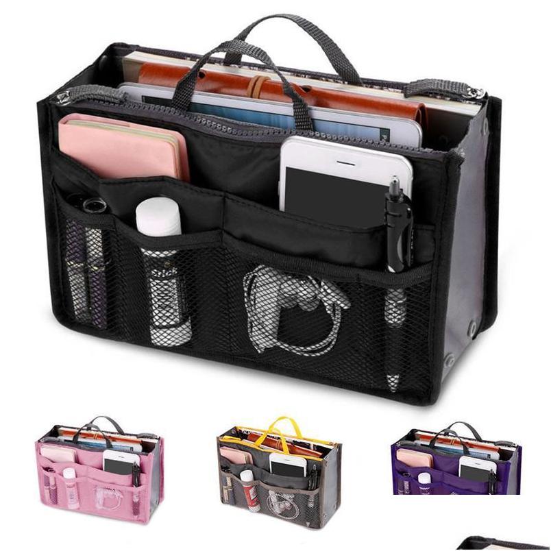 

Storage Bags Women Foldable Organizer Handbag Travel Bag Large Capacity Insert Liner Purse Organiser Pouch Lady Space Savingstorage Dhcem