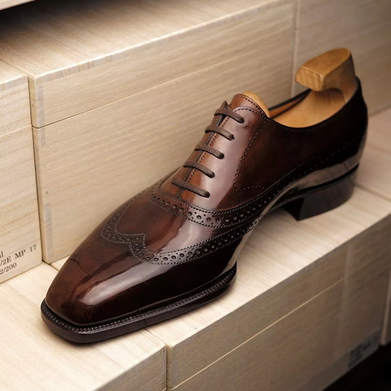 

Brogue Shoes Brown Business Men Shoes Pu Lace-up Breathable Mocasines Fashion Dress Shoes Free Shipping