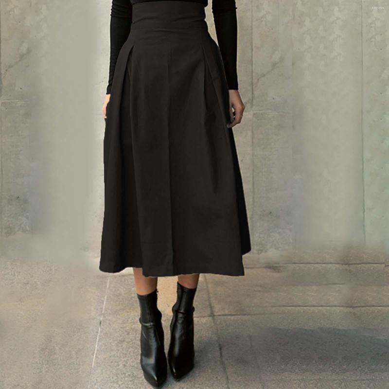 

Skirts Women' A Line Umbrella Skirt Bow Large Slim Waist Leather For Women Suits Business, Black