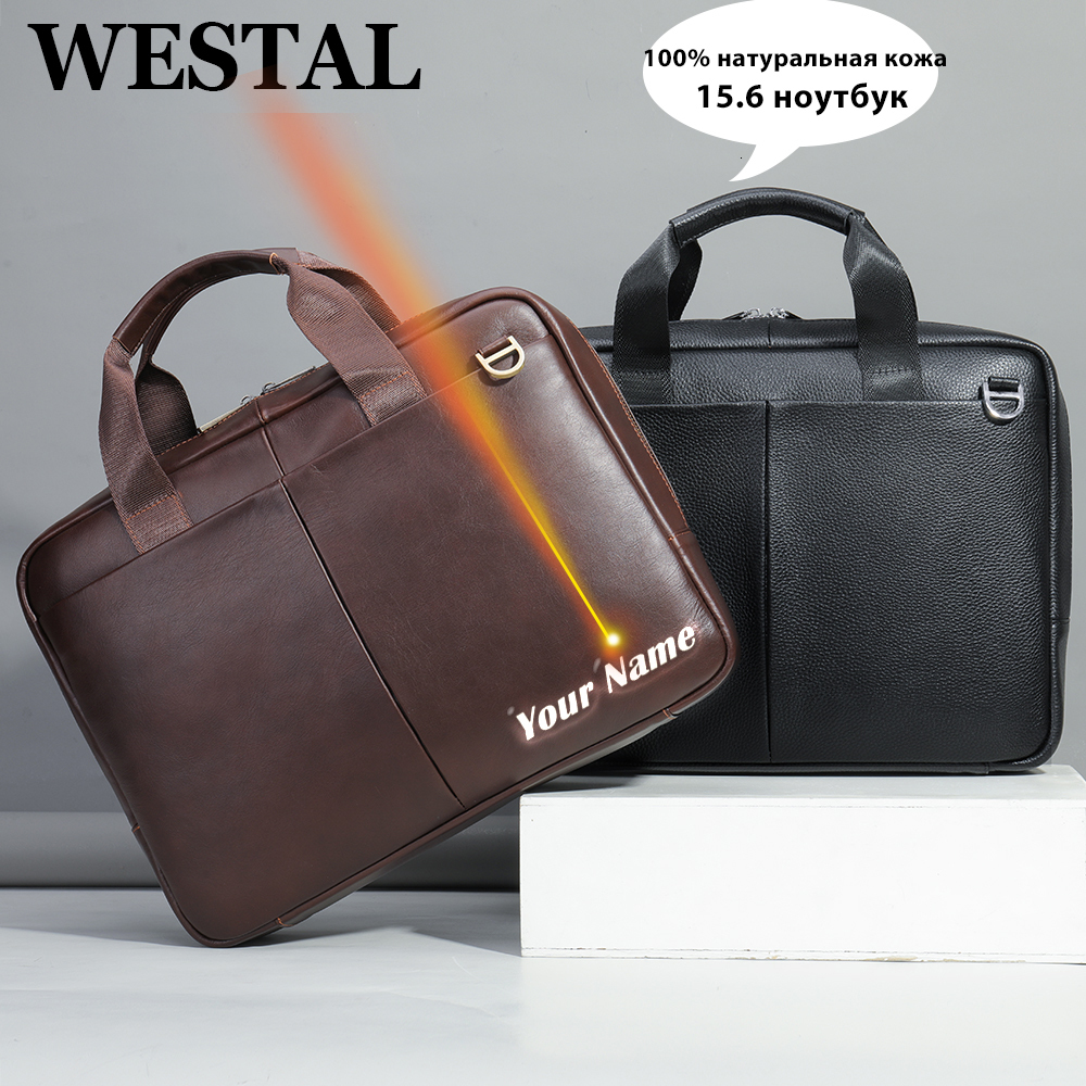 

Briefcases WESTAL 15 inch Laptop Bag for Men's Briefcases Genuine Leather Men's Executive Briefcase Portafolio Business Men Computer Bags 230316, 8824-black