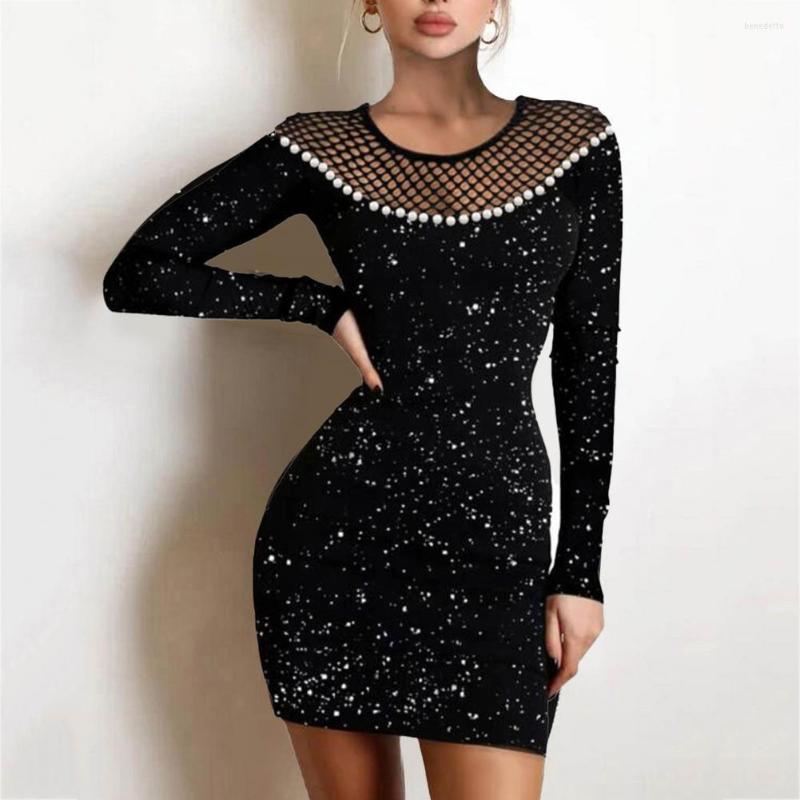 

Casual Dresses Dress For Year 2023 Sexy Bodycon Mesh Stitching Skinny Tight Party Robe Femme Vestido Feminino
