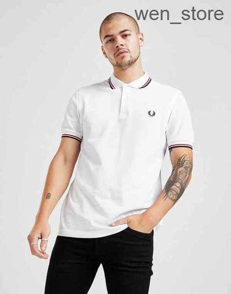 

2023 Men's Classic Perry Polo Shirt Top Quality t Pearl Ground Cotton Embroidery Polos Short Sleeve Tshirt Fred Summer Solid Color Tops Tee 6 NQJB, Black yellow edge