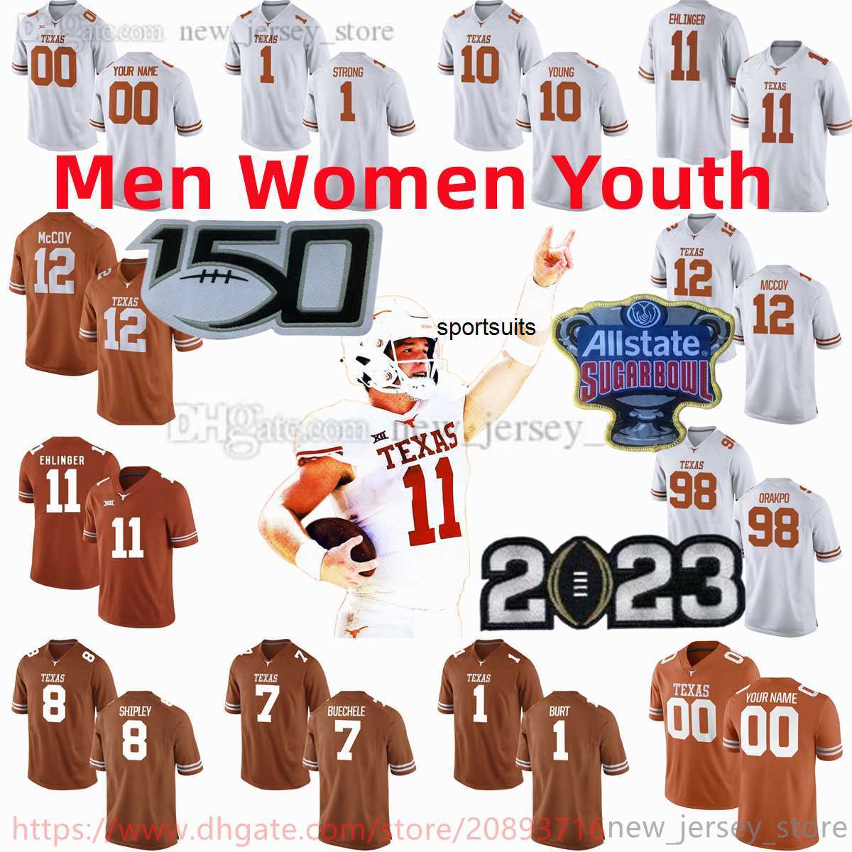 

Custom S-6XL NCAA texas longhorns College Football Jerseys 3 Quinn Ewers 10 Vince Young 5 Bijan Robinson 16 Arch Manning 88 Barryn Sorrell 0, Add 2023 patch 3