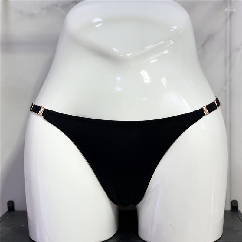 

Women's Panties Sexy Fashion Ladies Low Waist Solid Color Soft And Comfortable Breathable Buckle T-pants High-end Briefs A19240, Black