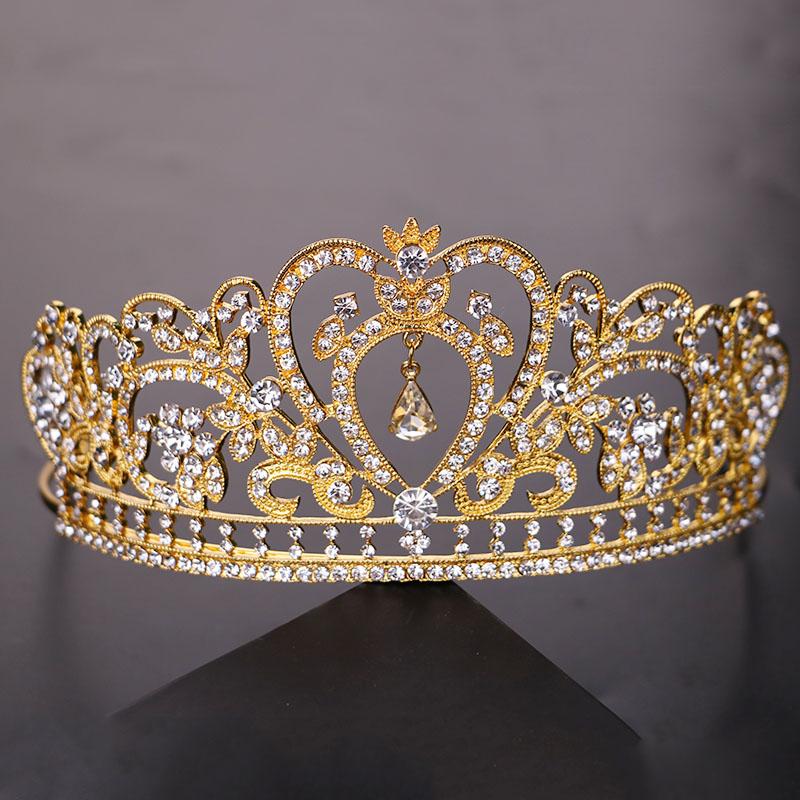 

Hair Clips & Barrettes Baroque Crown Gold/Silver Color Rhinestone Princess Diadem Queen Tiaras For Women Girls Accessories Bride Wedding Jew