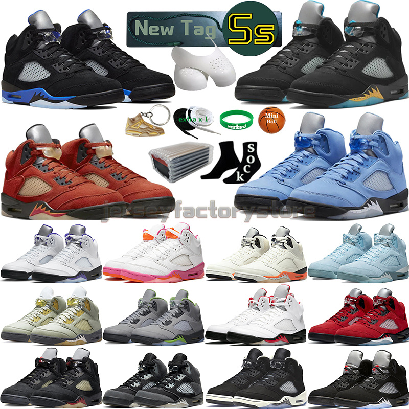 

With Box 5 Basketball Shoes for men women 5s Craft Aqua Concord UNC Green Bean Racer Bluebird Oreo Metallic Raging Fire Red We The Best Helmet Hare Mens Sports Sneakers, Color-43