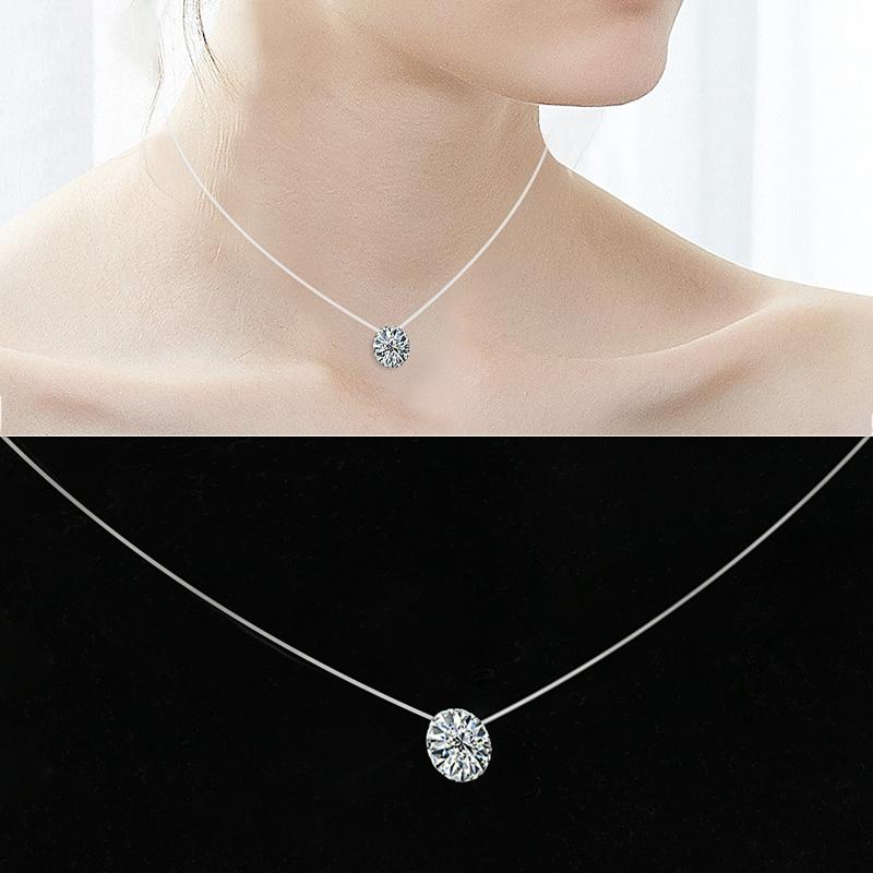

Pendant Necklaces Simple Transparent Thin Lines Rhinestone Tattoo Choker Necklace For Women Charm Fashion Collar Bijoux Jewelry