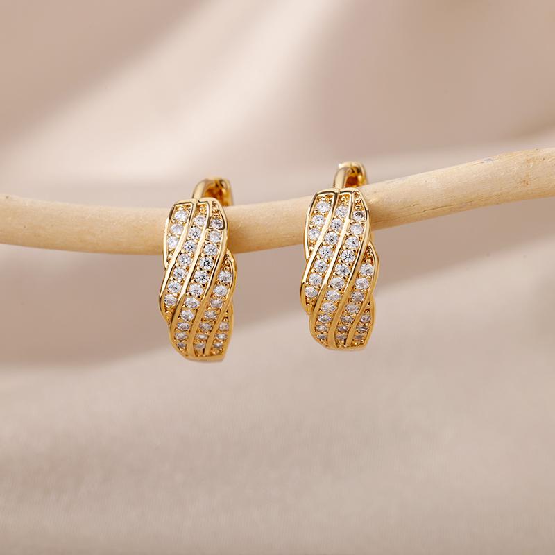

Hoop Earrings & Huggie Luxurious Zircon Geometric For Women Gold Silver Color Circle Piercing Ear Earring Classic Party Daily Wear Jewelry B