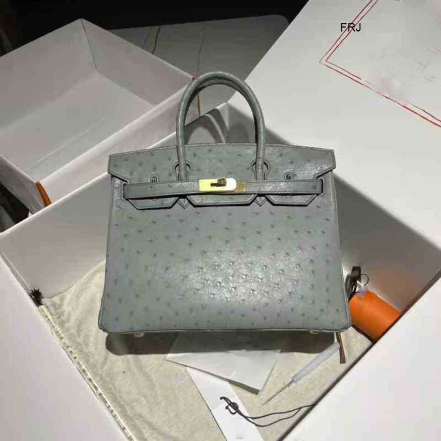 

Designer Bags Birkin Handbags Herms h Premium Linen Blue Ostrich Leather 3025mini Small Portable Togo Litchi Pattern Have Logo frj, Flax blue