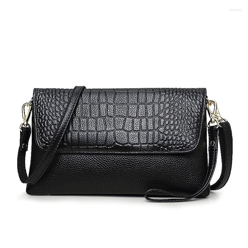 

Shoulder Bags Genuine Leather Cowhide Bag Casual Clutch Wallet Purse Women's Handbag Crocodile Crossbody Messenger For Phone, Royal blue