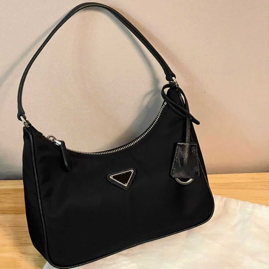 

designer bags prad ins armpit for women 2005 The same type of hobo Nylon canvas Handheld stick Small going out, Black matching/gift box packaging