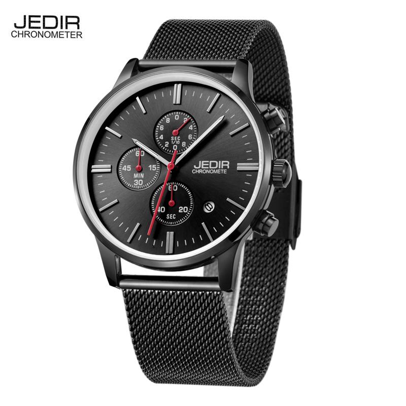 

Wristwatches Men's Quartz Watch Chronograph Mens Top Brand Male Clock Fashion Stainless Steel Mesh Strap Relogio Masculino, Gold