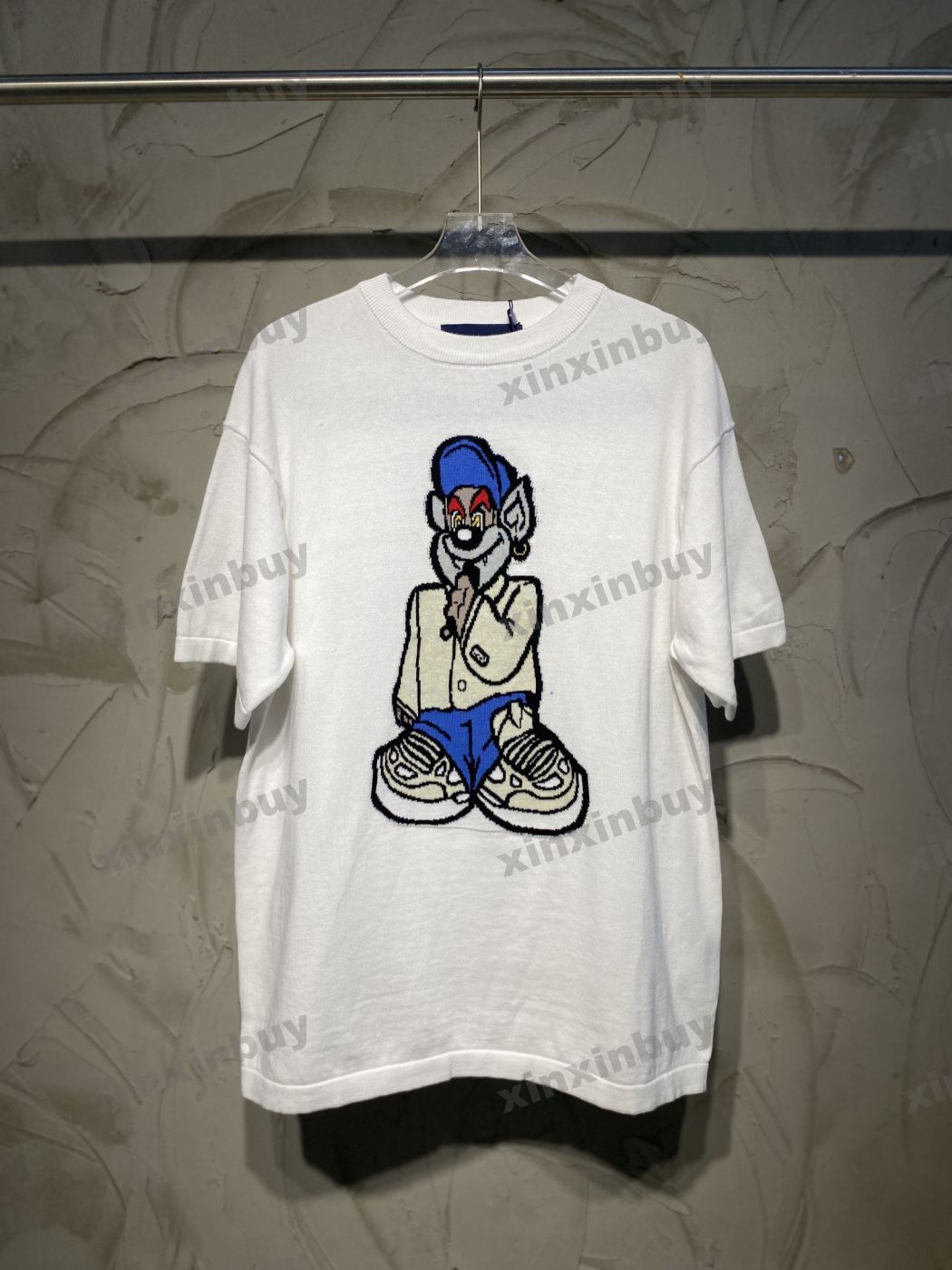 

xinxinbuy Men designer Tee t shirt 23ss Paris Bear letter Jacquard short sleeve cotton women Black White XS-2XL, Multi