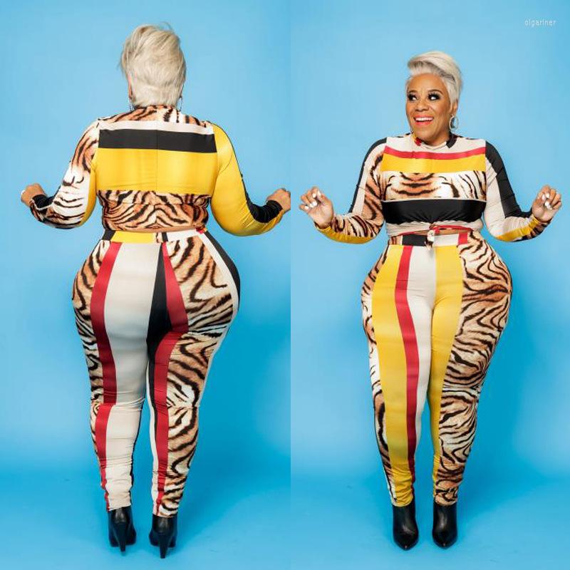 

Women's Tracksuits Oversized -5XL Two Piece Set With Contrast Leopard Print Outfits For Women Joggers SetWomen's, Yellow