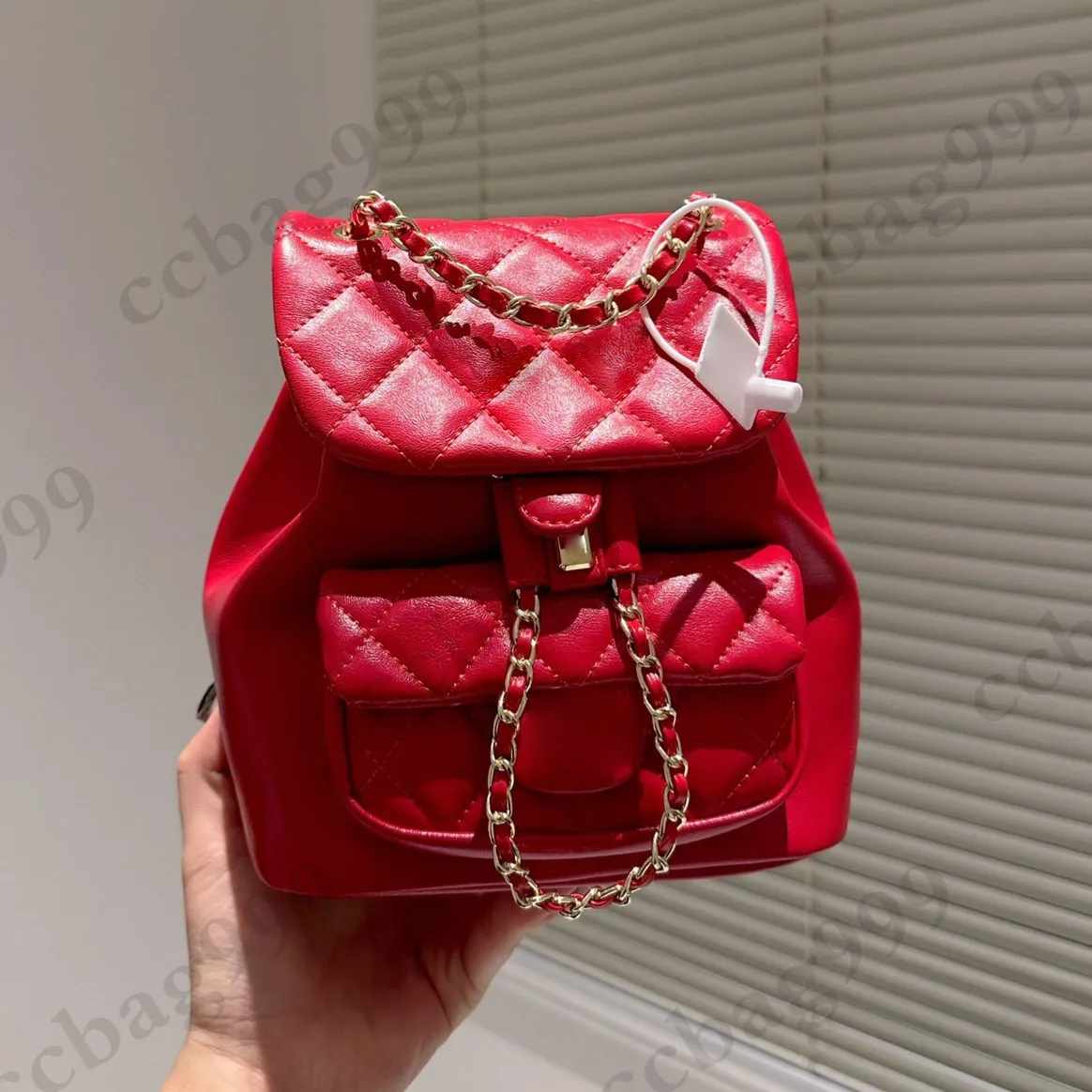 

New Mini College Backpack Lambskin Totes Bags Quilted Vintage Metal Hardware Leather Chain Crossbody Satchel Designer Classic Womens Outdoor Handbags 22x27CM