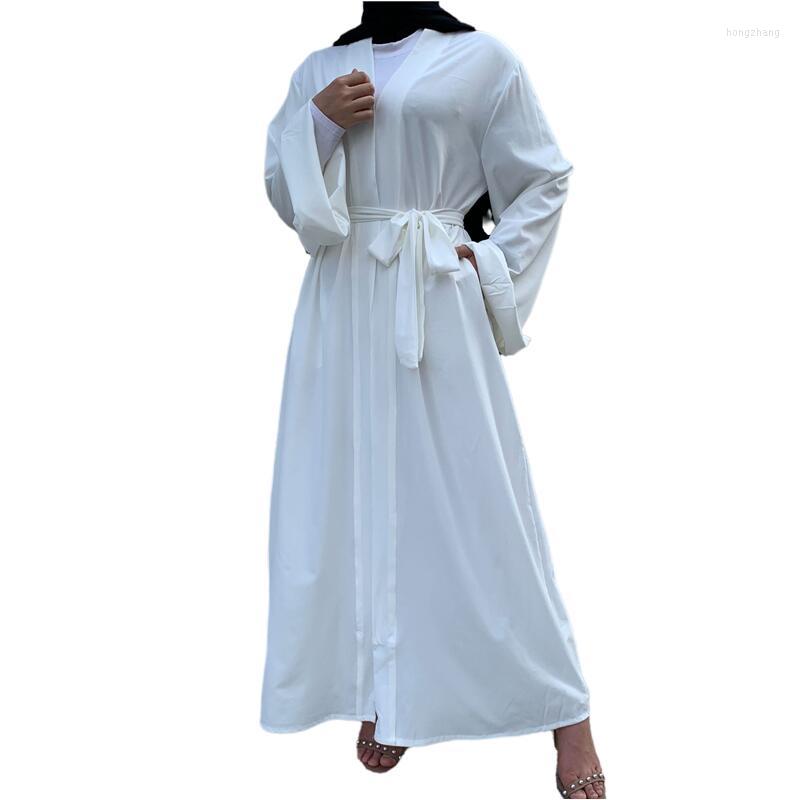 

Ethnic Clothing Kaftan Abaya Dubai Kimono Cardigan Turkey Islam Muslim Hijab Long Dress Elegant Pure Color Abayas Women Modest Wear Clothes