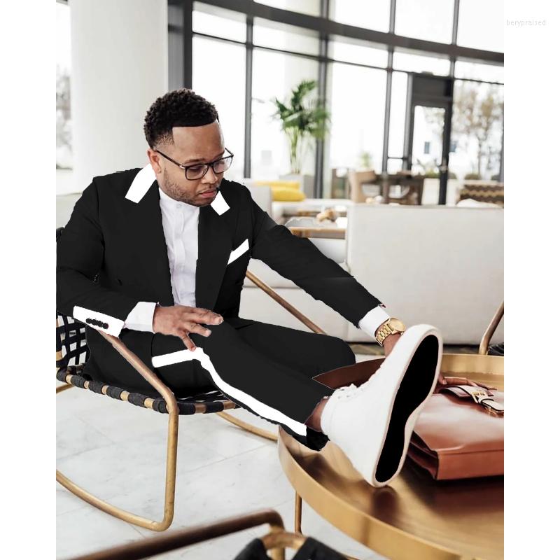 

Men's Suits Latest Color Matching Men Business Wedding Groom Prom Slim Fit Tuxedos Terno Masculino Blazer 2 Pieces Daily Wear Sets, Custom made