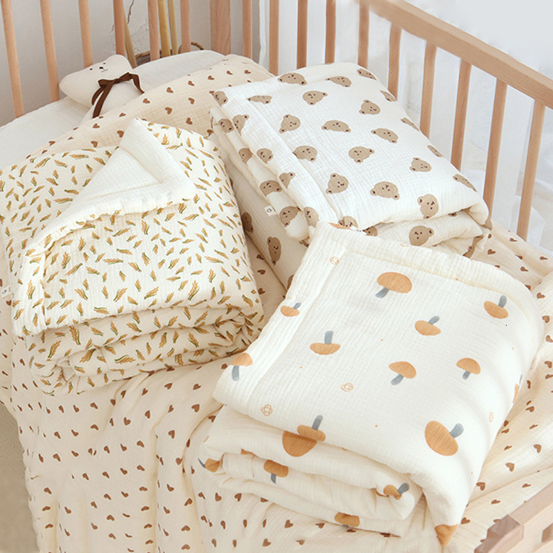

Quilts Winter Quilt for Baby Crib Soft Infant Bedding Muslin Baby Comforter Thick Blanket Kindergarten Children Bed Quilts 110X130cm 230316