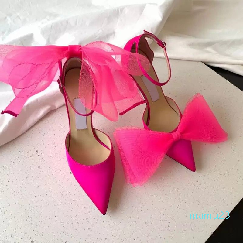 

Famous Designer Women Aveline Sandals Shoes Pointed Toe Slingback Pump Mesh Embroidery