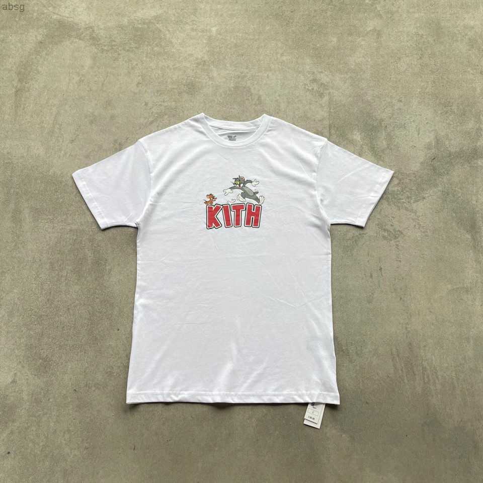 

Men and Women T-shirt Cotton Round Neck Kith Joint Short-sleeved Casual Tees, Beige