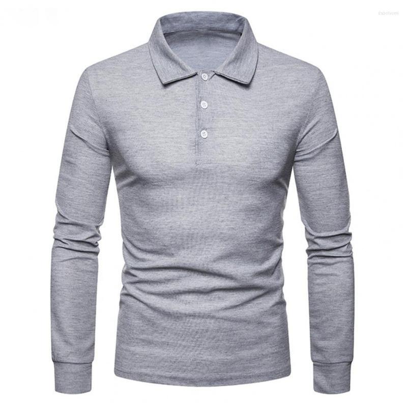 

Men's Casual Shirts 2023 Men's Long Sleeve Polo Shirt Male Top Solid Color Buttons Neck Slim Fit Soft Business Streetwear Loose Tops, Blue